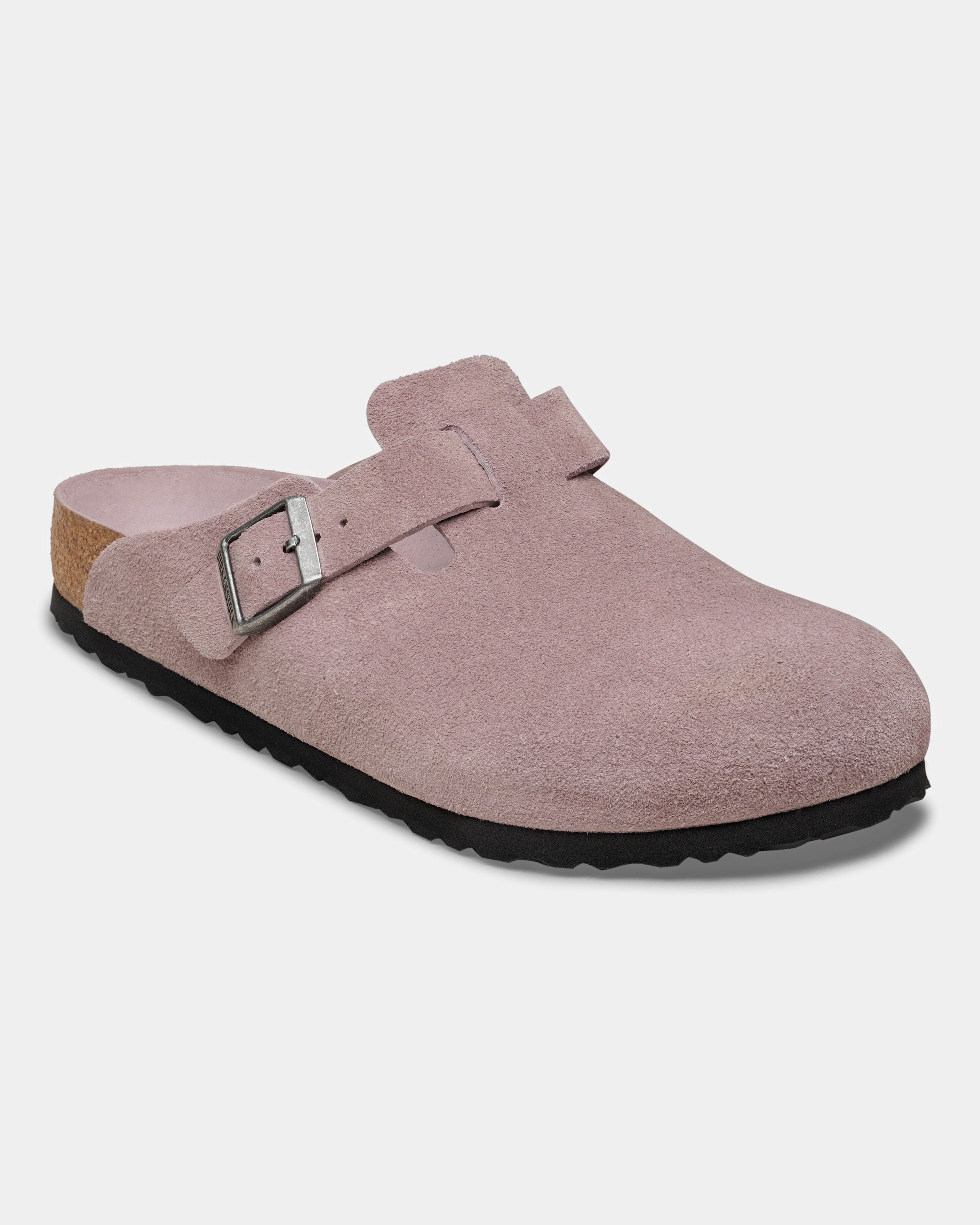 Boston Cho Ryang Birkenstock Boston Tonal Footbed Suede Leather Womens Clogs - Faded Pu ...