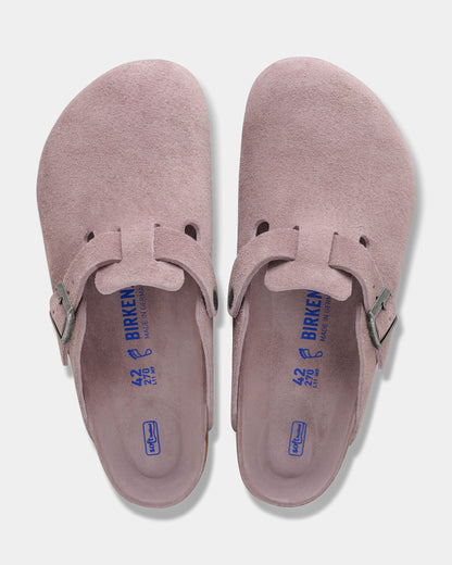 Birkenstock Boston Tonal Footbed Suede Leather Womens Clogs - Faded Purple Tonal FB