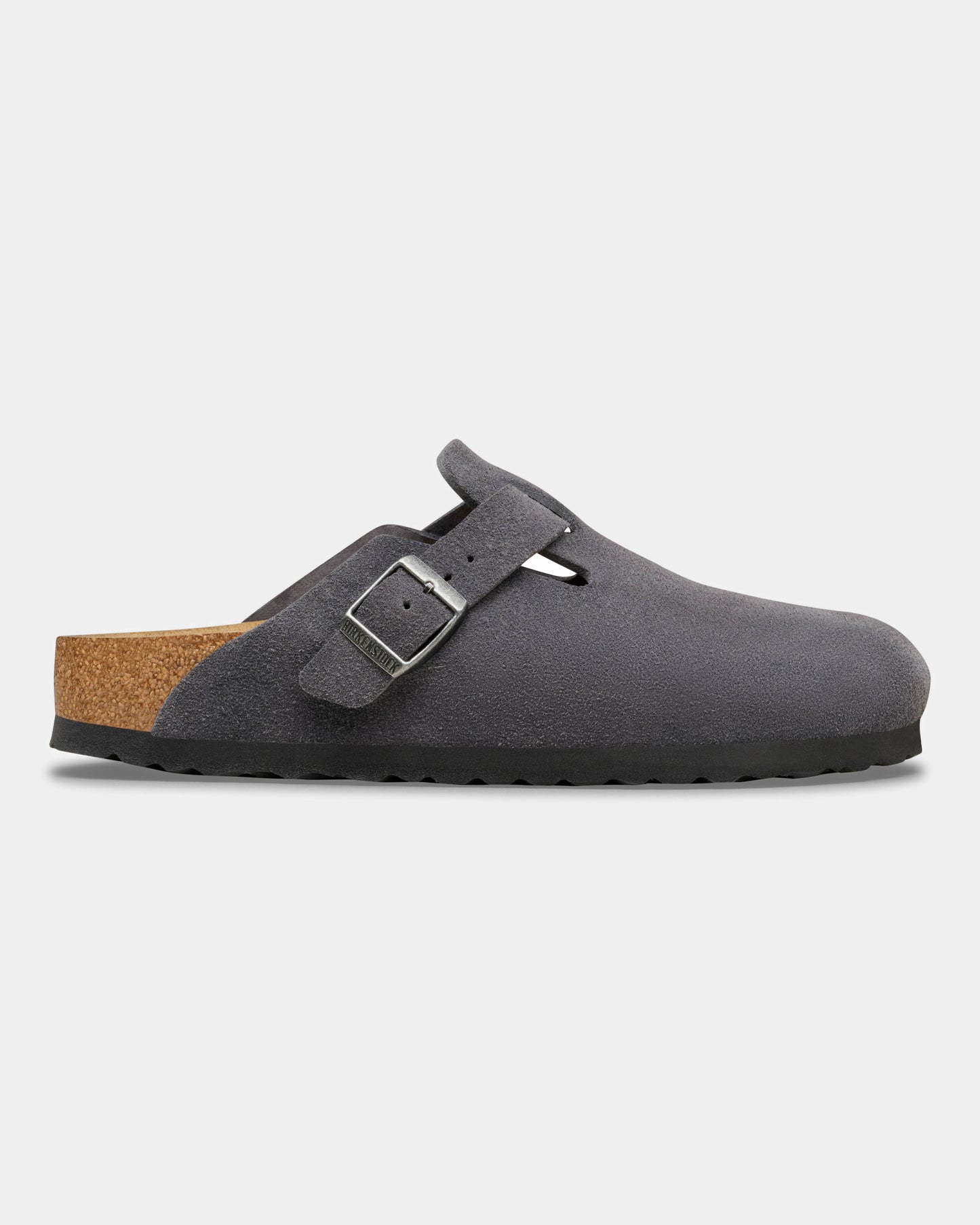 Birkenstock Boston Suede Leather Womens Clogs - Charcoal | CHO | Designer Womens Clogs