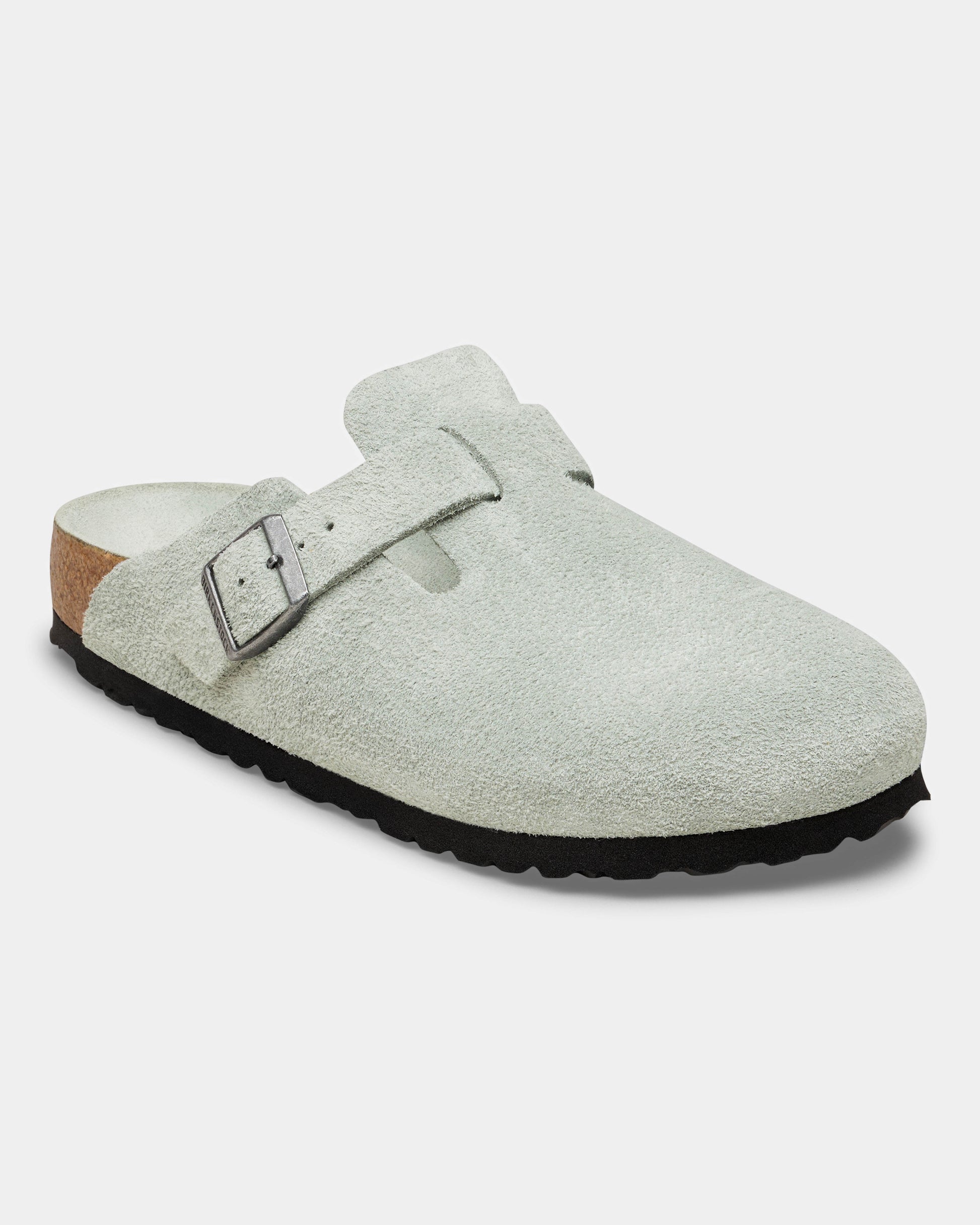 Birkenstock Boston Tonal Footbed Suede Leather Womens Clogs - Pure Sage Tonal FB | CHO | Designer Womens Clogs
