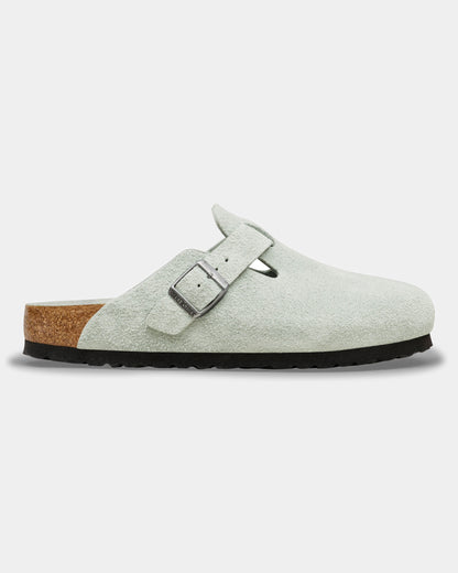 Birkenstock Boston Tonal Footbed Suede Leather Womens Clogs - Pure Sage Tonal FB | CHO | Designer Womens Clogs