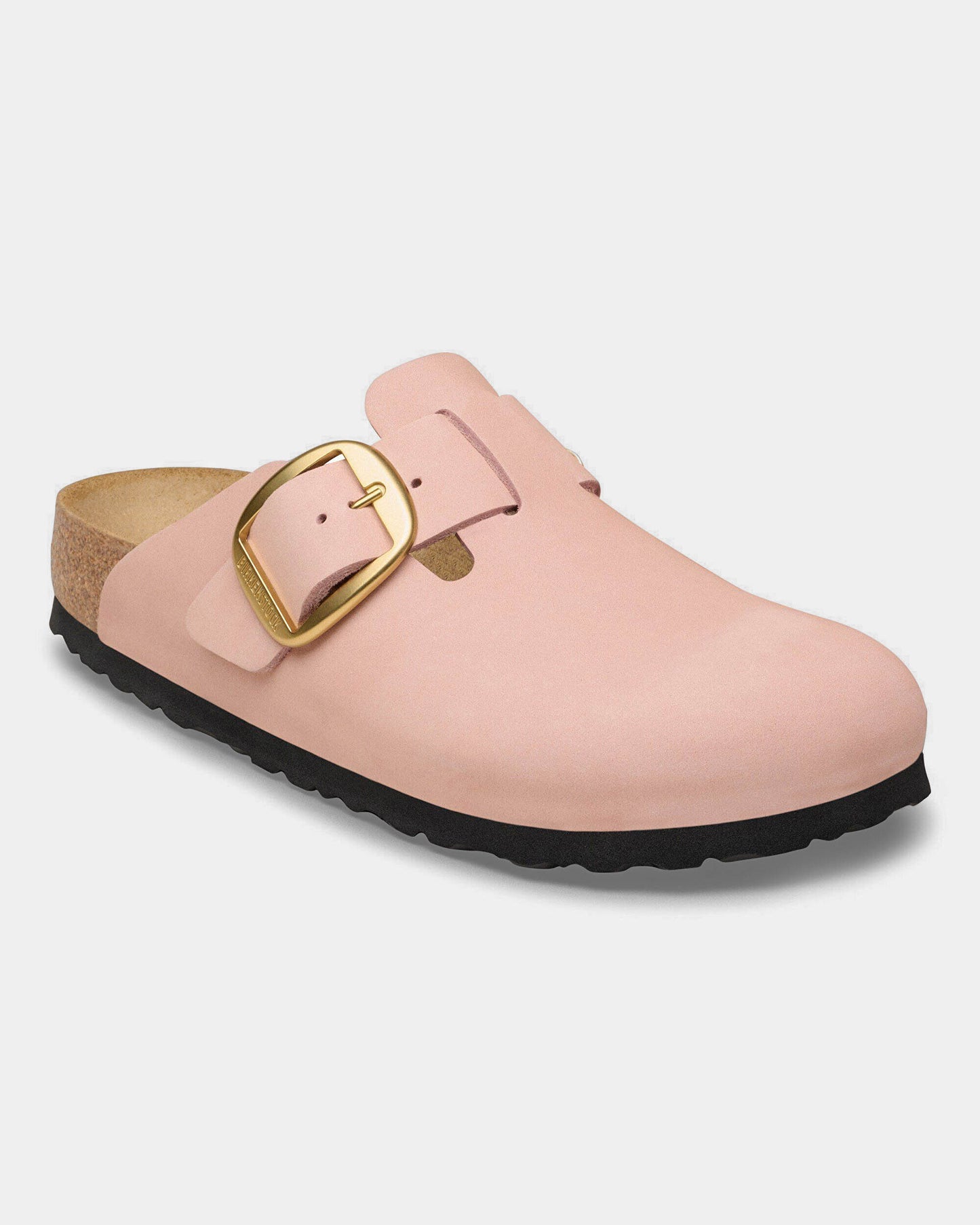 Birkenstock Boston Big Buckle Nubuck Leather Womens Clogs - Soft Pink