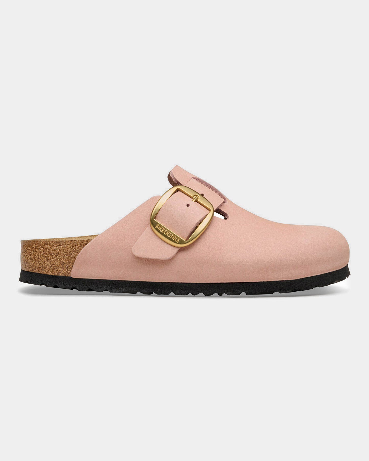 Birkenstock Boston Big Buckle Nubuck Leather Womens Clogs - Soft Pink