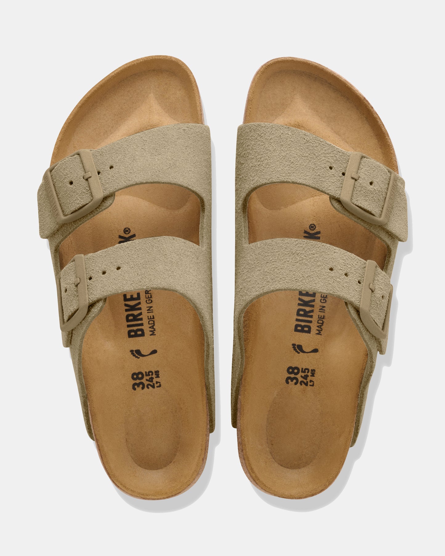 Birkenstock Arizona Suede Leather Womens Sandals - Faded Khaki