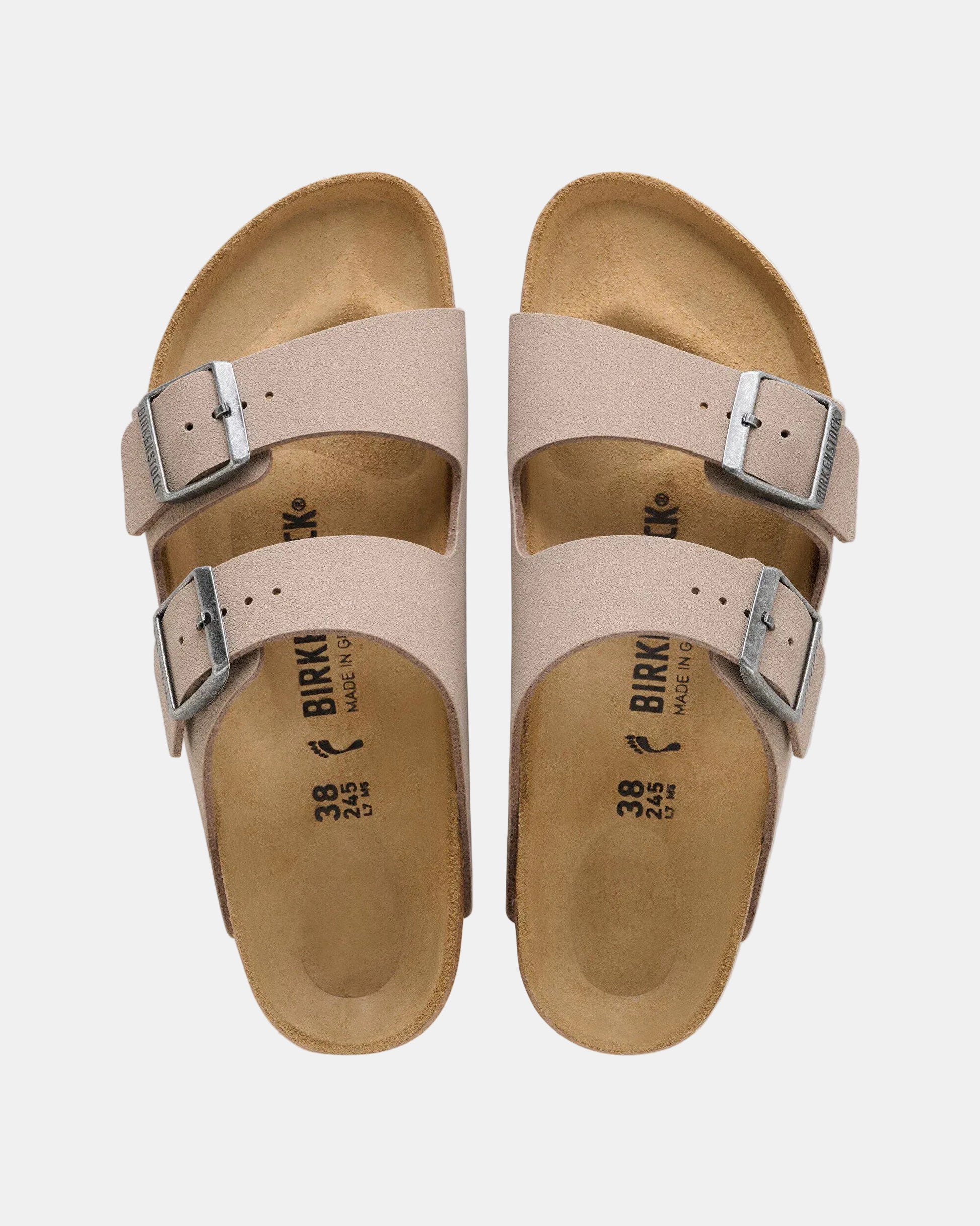 Birkenstock Arizona Birko-Flor Nubuck Womens Sandals - Grey Taupe | CHO | Designer Womens Sandals