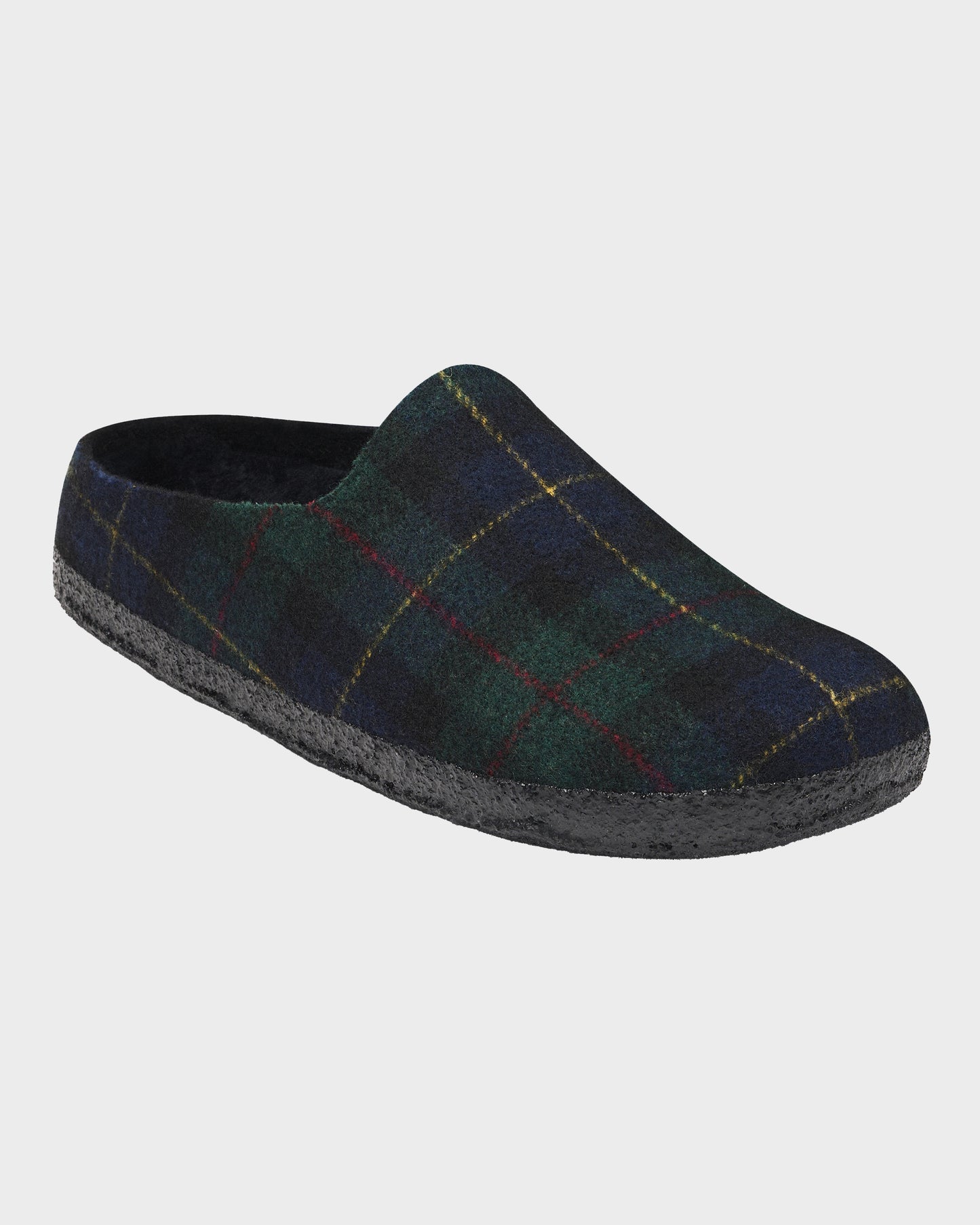 Birkenstock Amsterdam Wrapped Dip Felt Womens Slippers - Green Navy Plaid