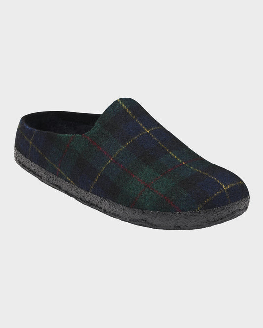 Birkenstock Amsterdam Wrapped Dip Felt Womens Slippers - Green Navy Plaid