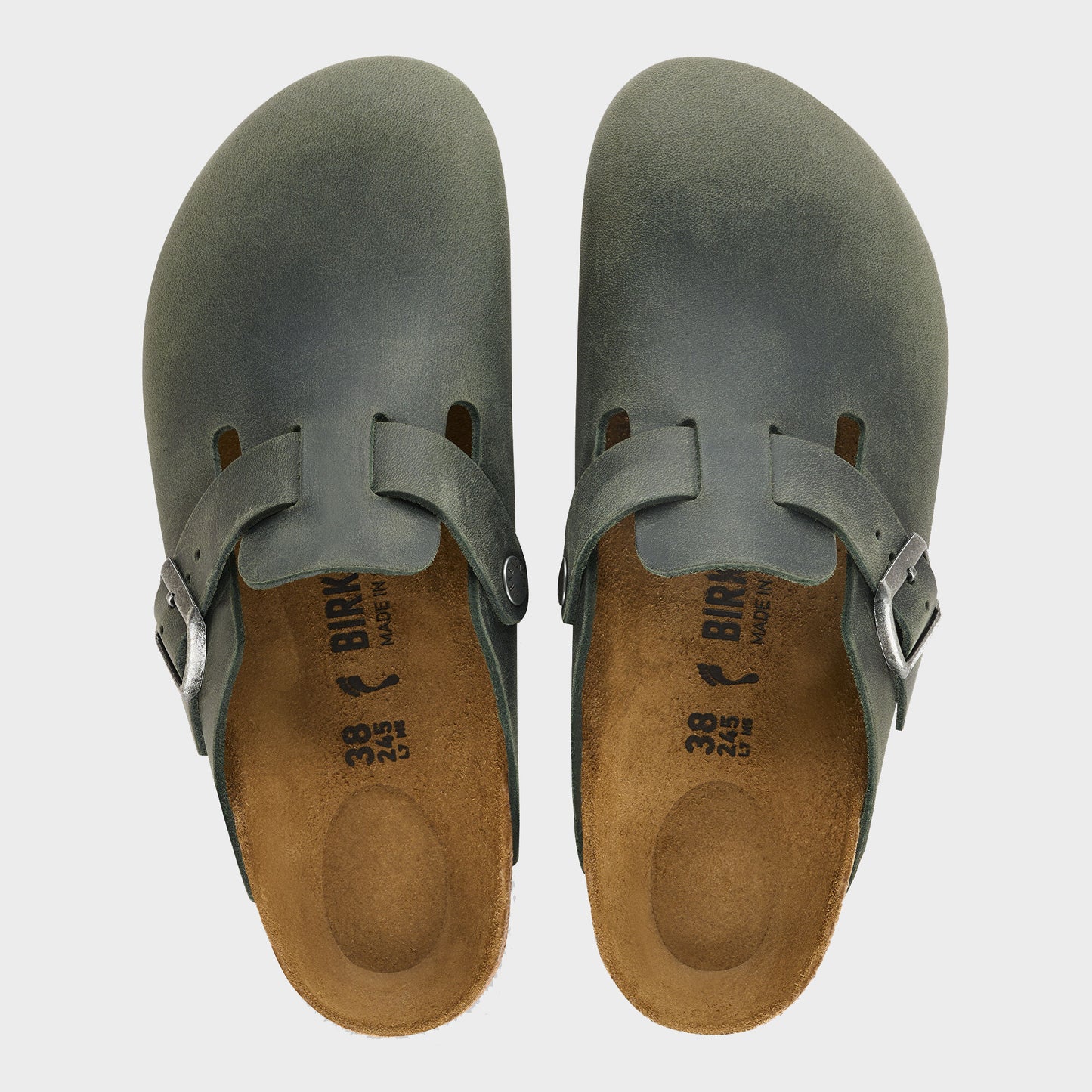 Birkenstock Boston Oiled Nubuck Leather Womens Clogs - Thyme