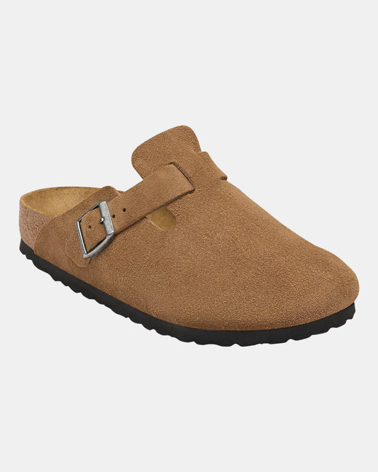 Birkenstock Boston Suede Leather Womens Clogs - Dark Tea. Front