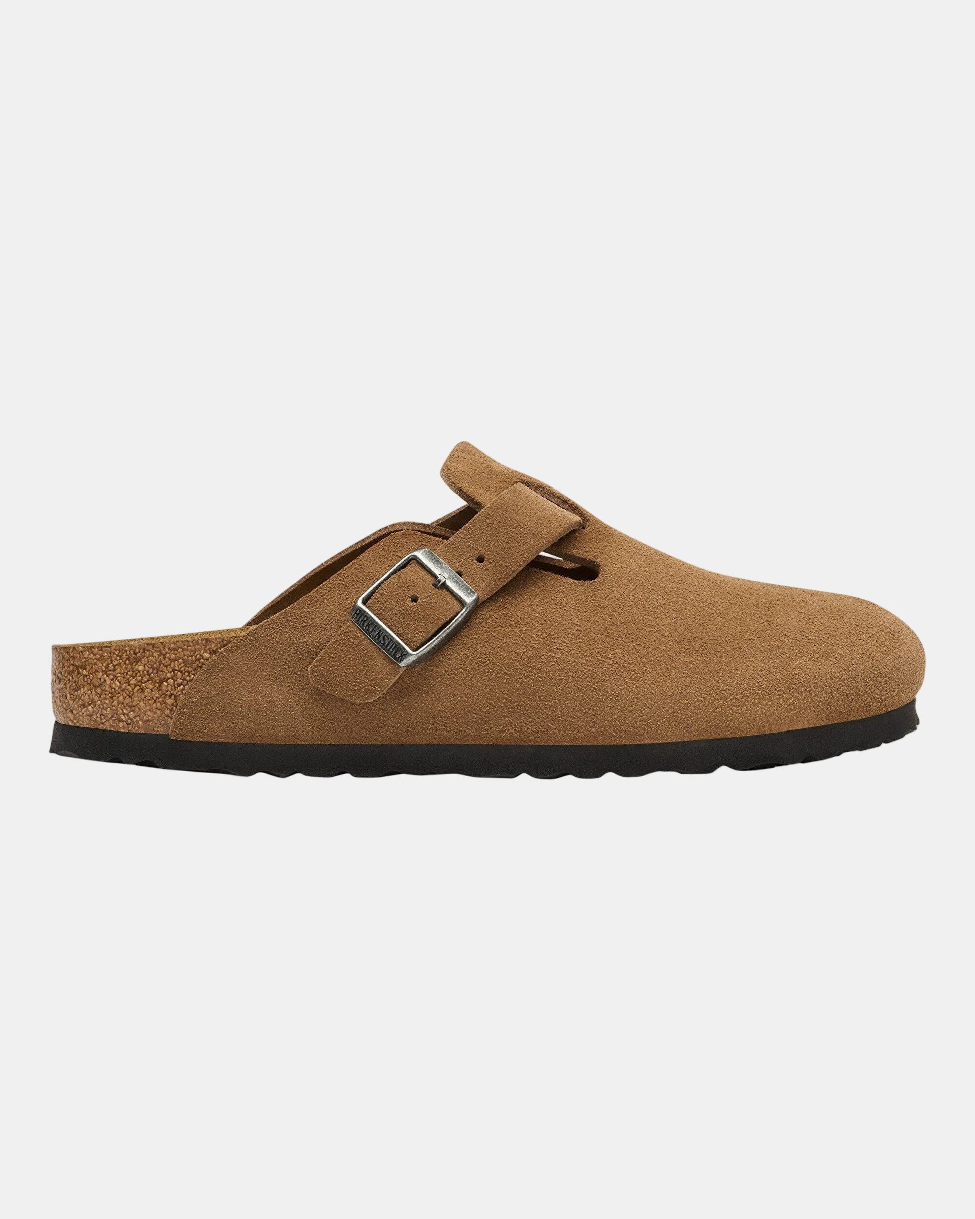 Birkenstock Boston Suede Leather Womens Clogs - Dark Tea. Side