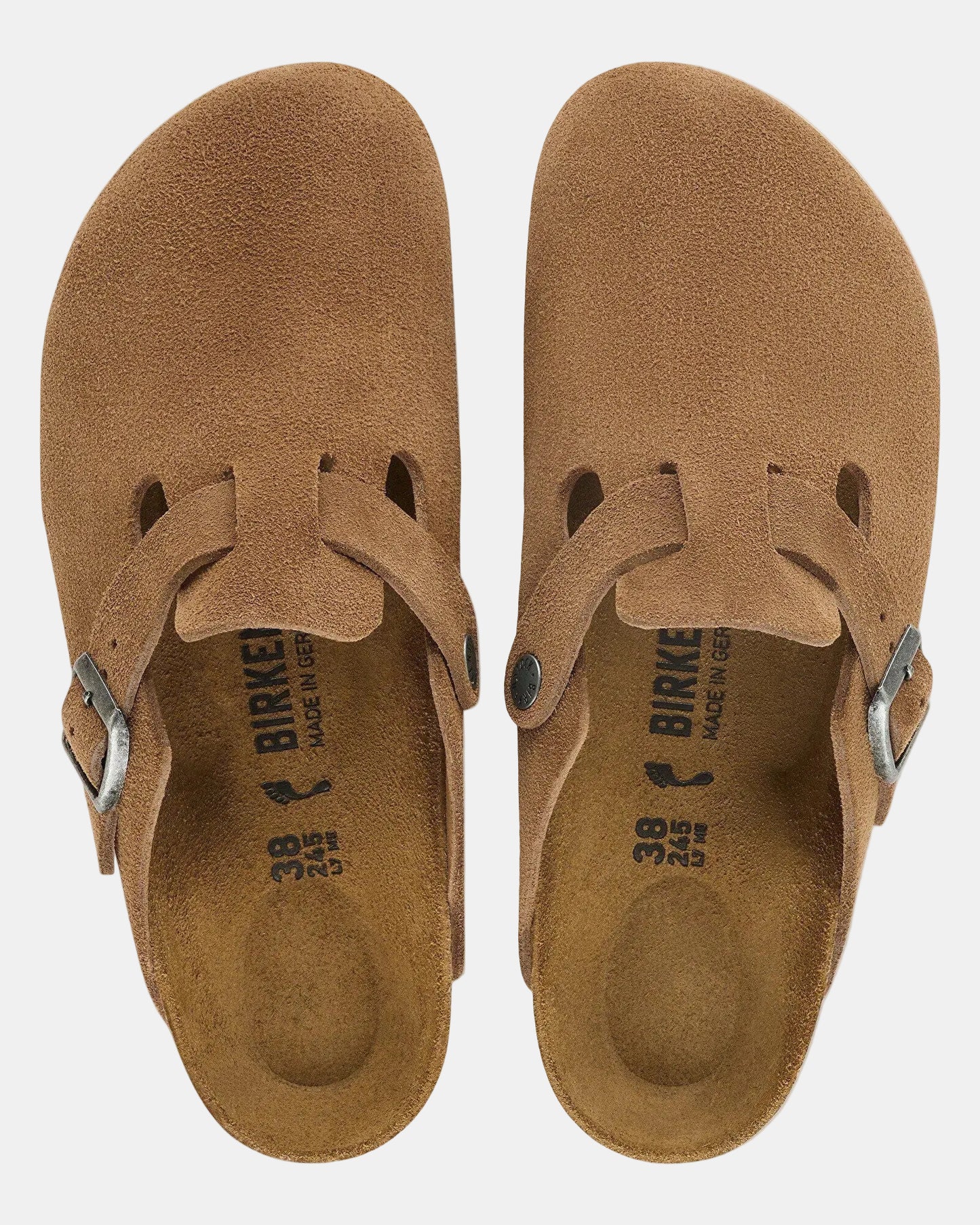 Birkenstock Boston Suede Leather Womens Clogs - Dark Tea. Top, Pair