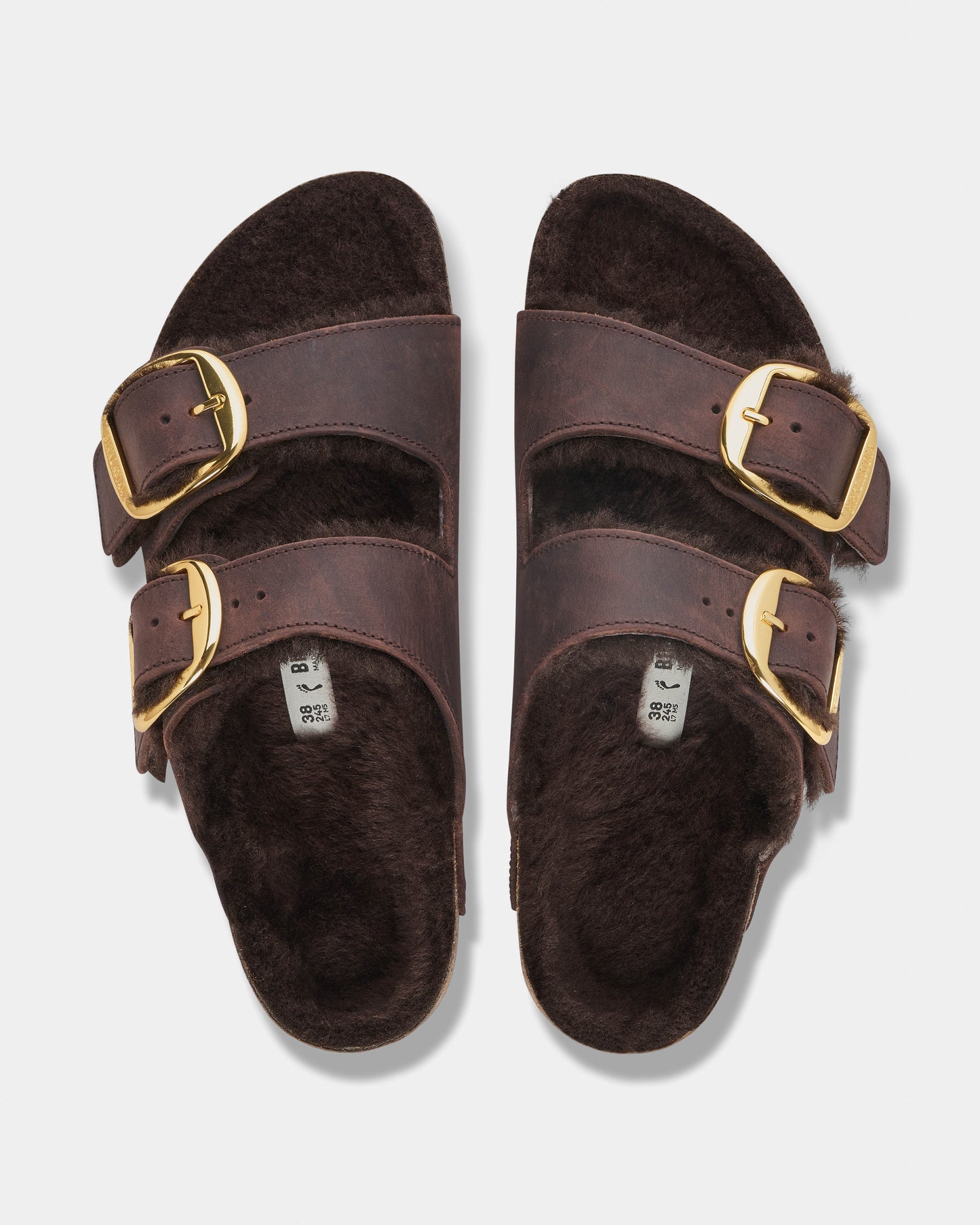 Birkenstock Arizona Big Buckle Shearling Oiled Leather Womens Sandals - Habana