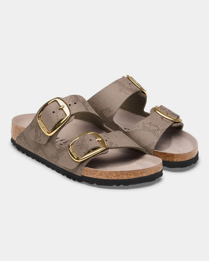Birkenstock Arizona Big Buckle Synthetics Womens Sandals - Python Gray Taupe. Pair, front. 