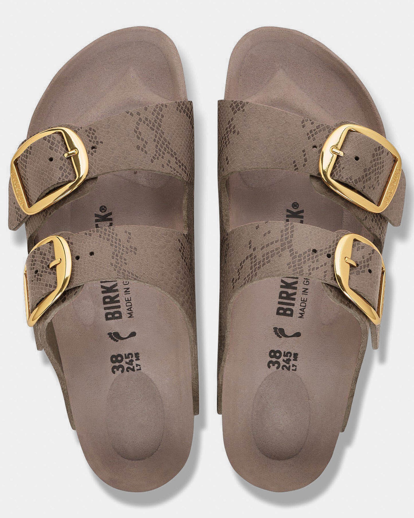 Birkenstock Arizona Big Buckle Synthetics Womens Sandals - Python Gray Taupe. Top
