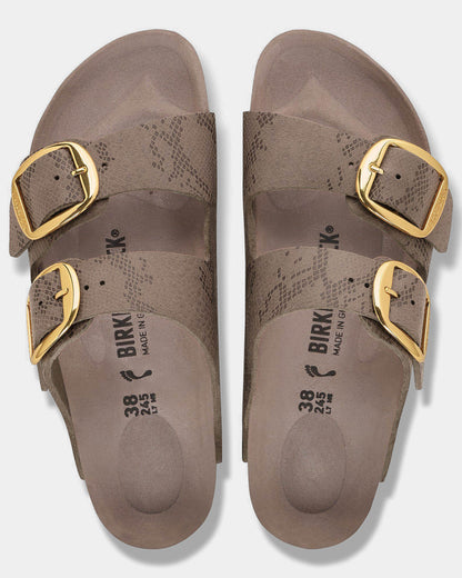 Birkenstock Arizona Big Buckle Synthetics Womens Sandals - Python Gray Taupe. Top
