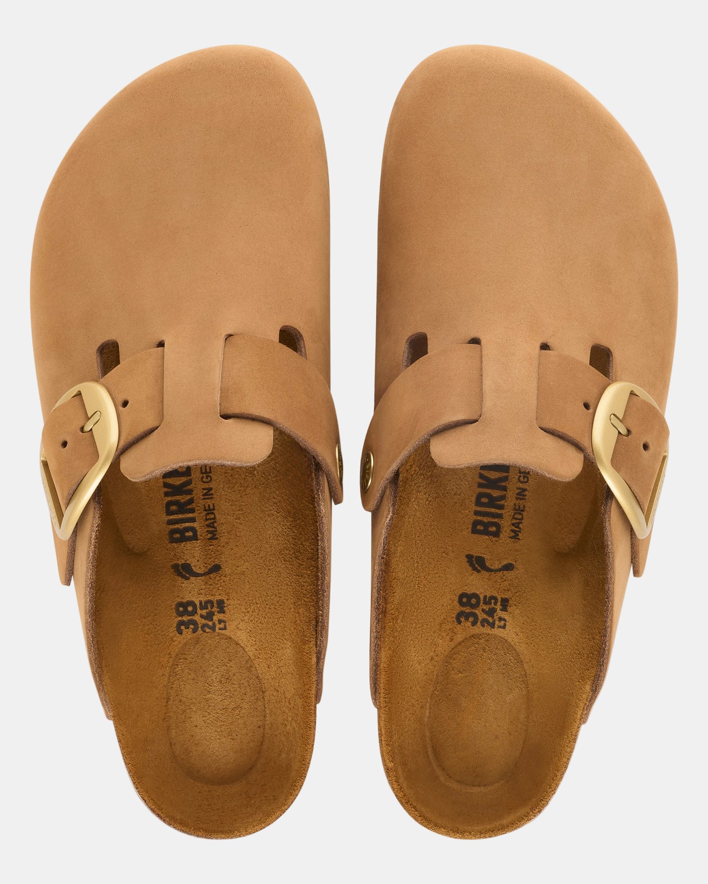 Birkenstock Boston Big Buckle Nubuck Leather Womens Clogs - Mink Tonal FB, top
