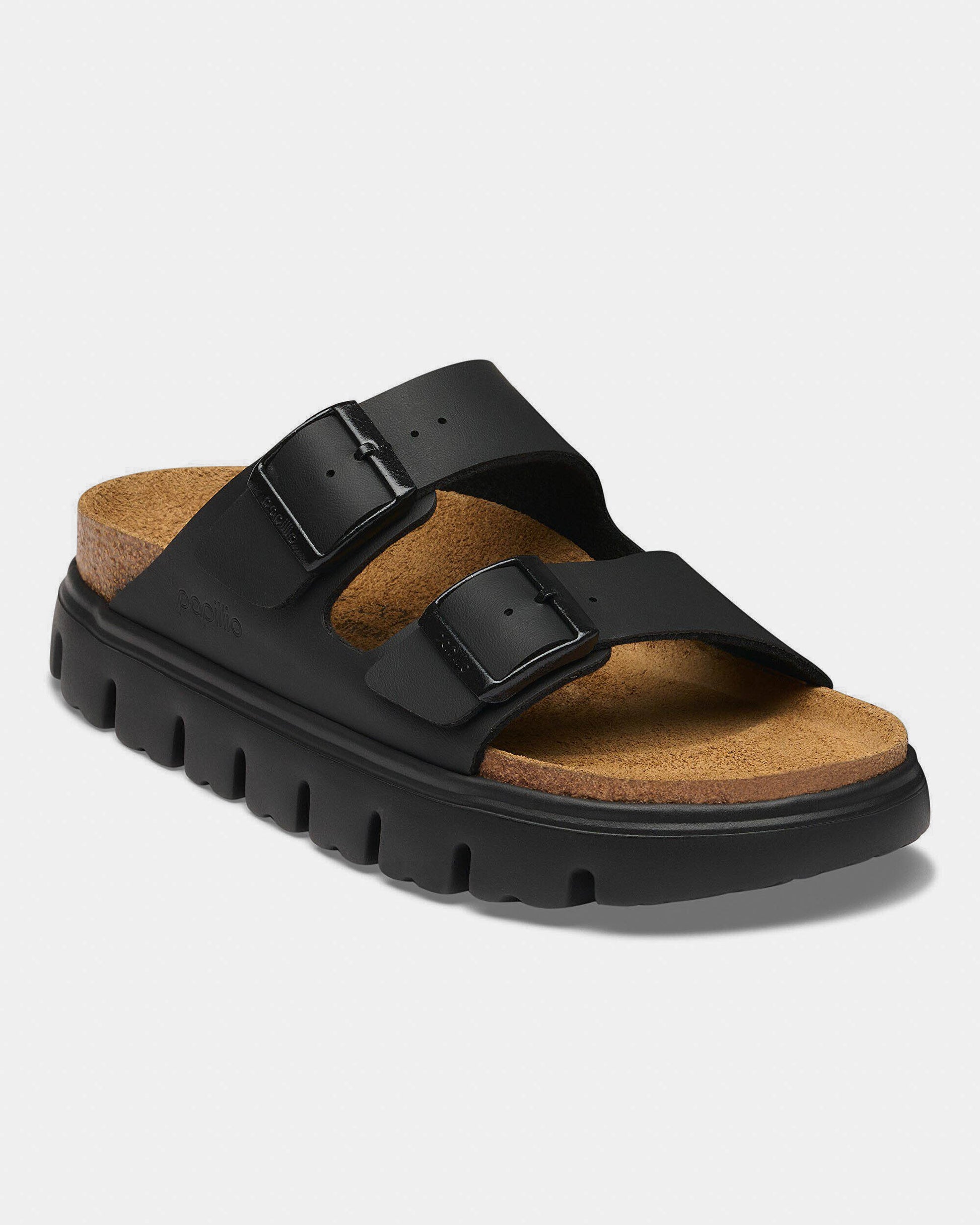 Birkenstock Papillio Arizona Chunky Birko-Flor Womens Sandals - Black, Front