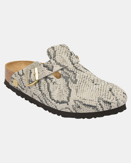Birkenstock Boston Rivet Logo Womens Clogs - Snake Oyster