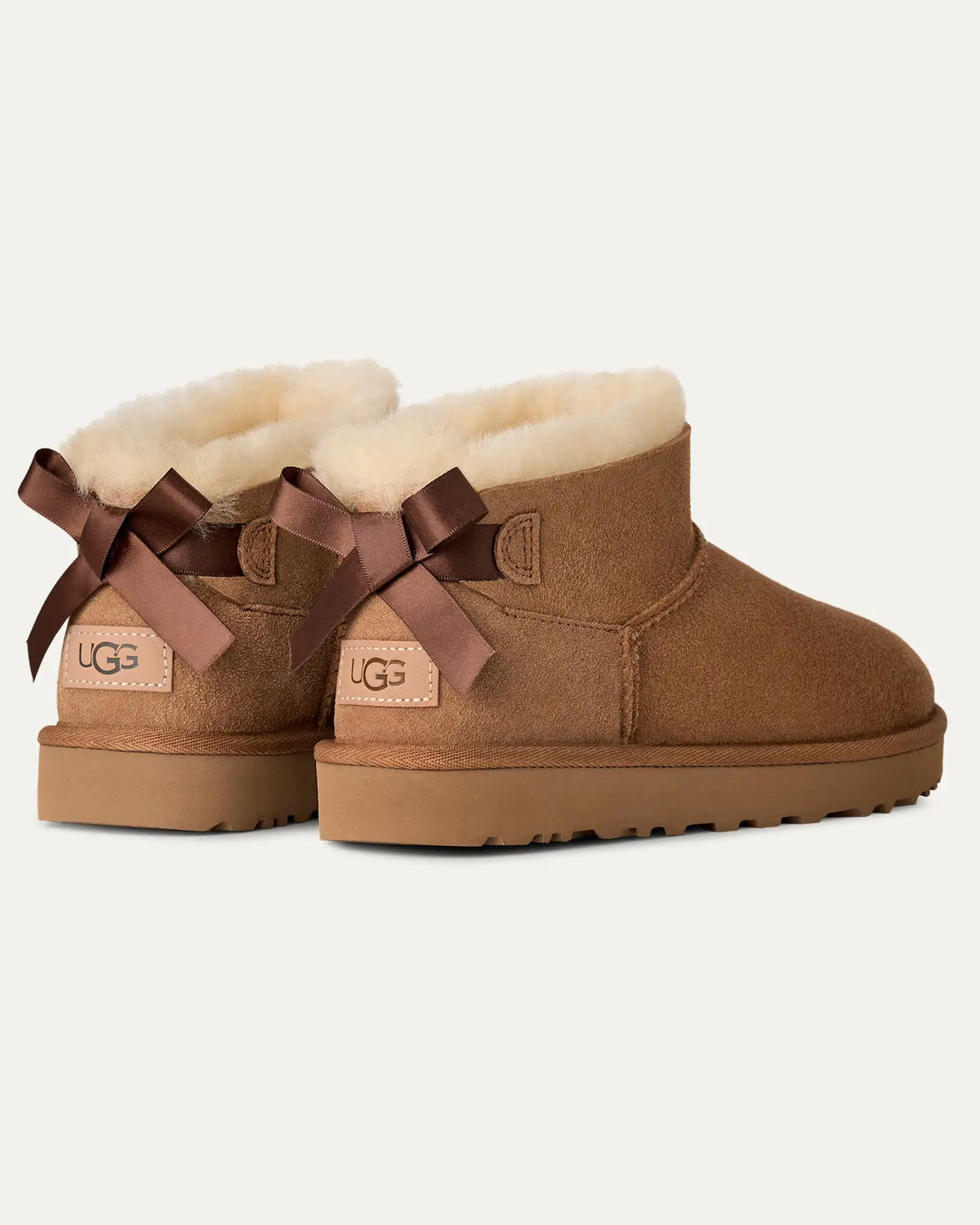 UGG Womens Ultra Mini Bailey Bow Boots - Chestnut | CHO | Designer Womens Short Boots