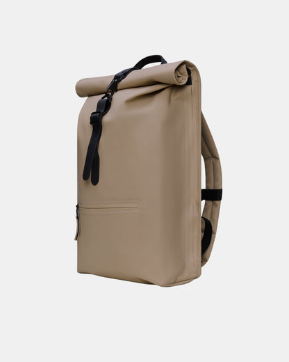 Rains Unisex Rolltop Rucksack - Beige 133 - CHO - Designer Unisex Bags