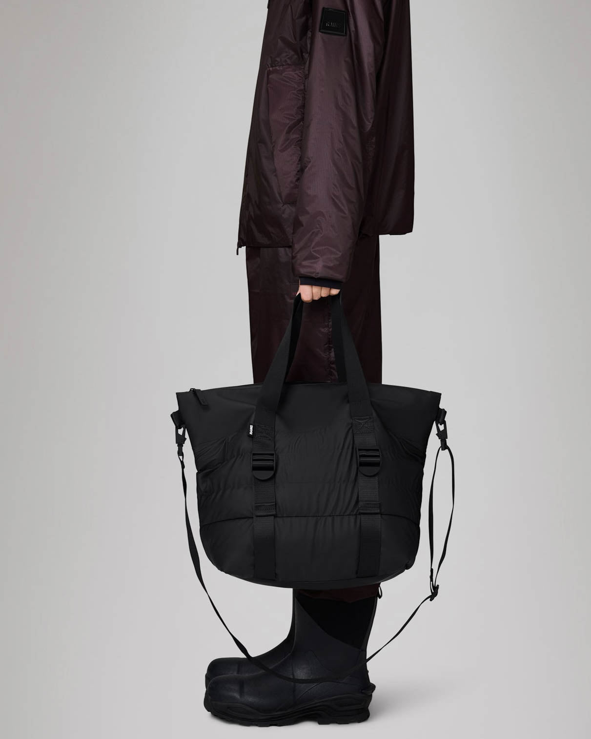 Rains Puffer Mix Tote Bag Mini  - 01 Black