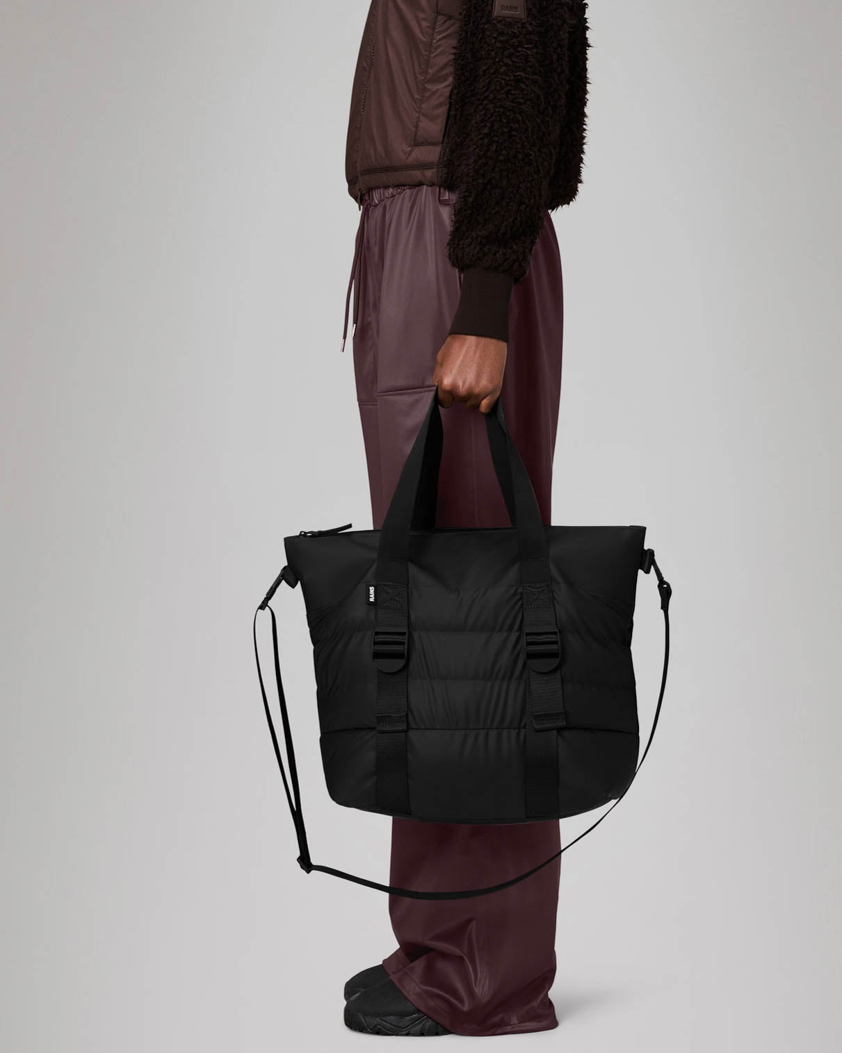 Rains Puffer Mix Tote Bag Mini  - 01 Black