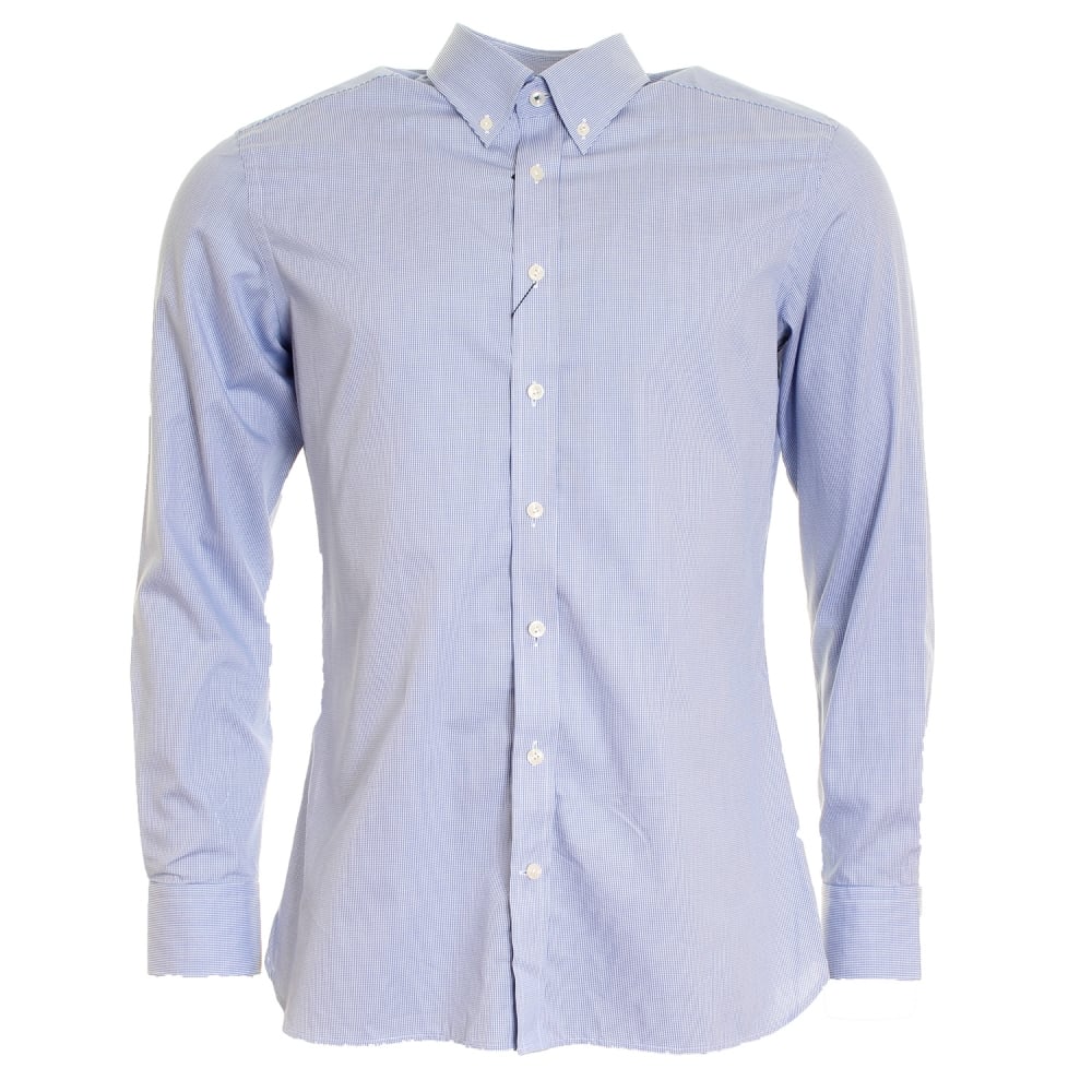 Gingham Placed Stripe Mens Shirt