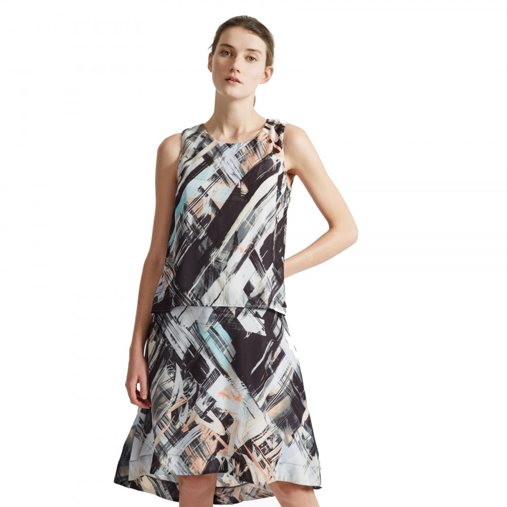 Great Plains Pastel Paint Layered Womens Dress