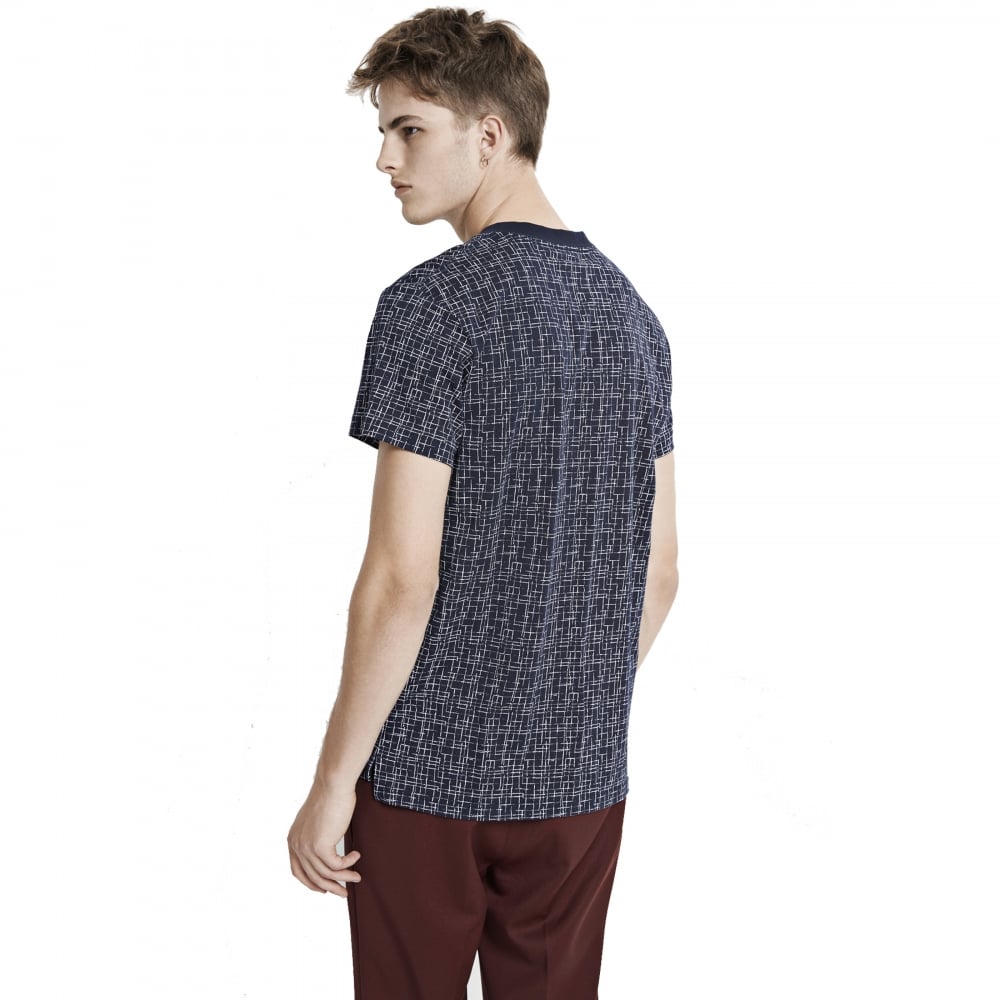 Samsoe & Samsoe Balfrin O-N SS Mens Top - Blue Cross Aop