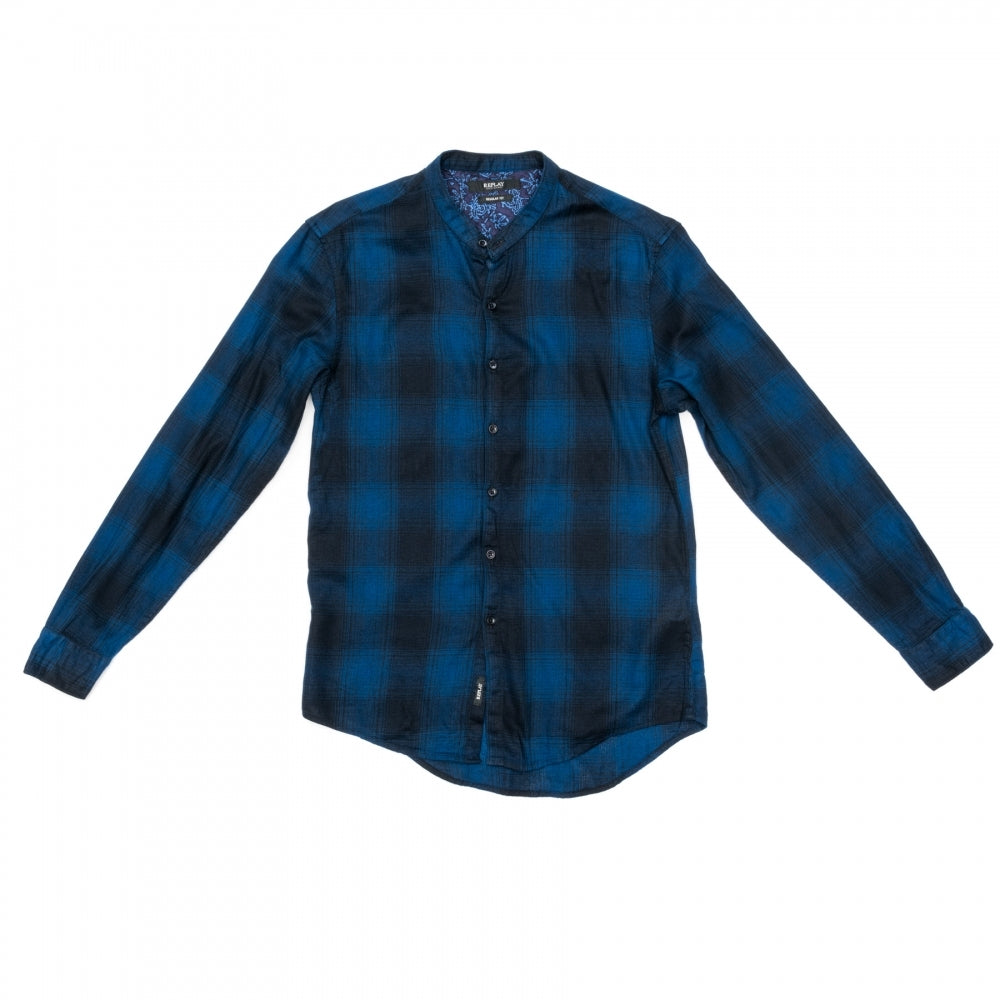 Replay Check Printed Cotton Dobby Mens Shirt