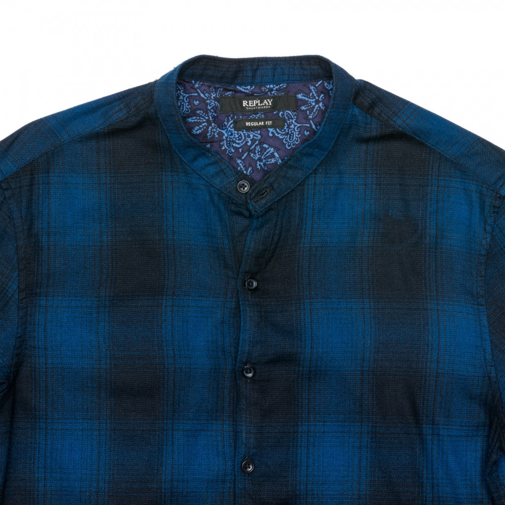 Replay Check Printed Cotton Dobby Mens Shirt