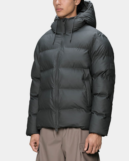Rains Alta Unisex Puffer Jacket - 153 Dark Grey front, man