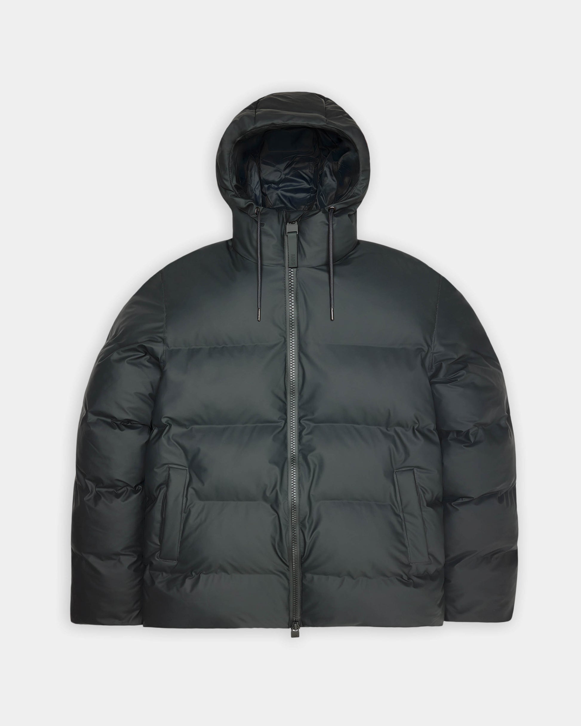 Rains Alta Unisex Puffer Jacket - 153 Dark Grey, flat lay