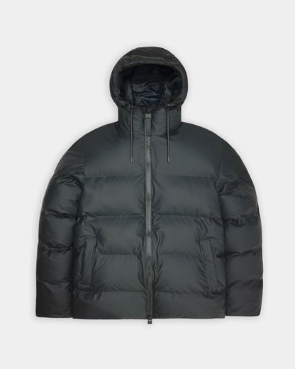 Rains Alta Unisex Puffer Jacket - 153 Dark Grey, flat lay