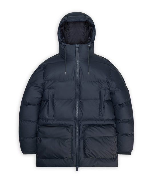 Rains Alta Long Puffer Cargo Jacket - 47 Navy