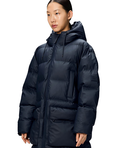 Rains Alta Long Puffer Cargo Jacket - 47 Navy