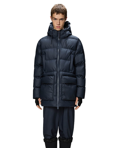 Rains Alta Long Puffer Cargo Jacket - 47 Navy
