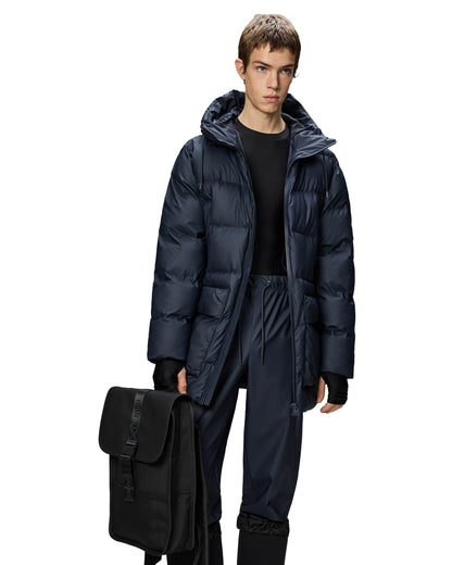 Rains Alta Long Puffer Cargo Jacket - 47 Navy
