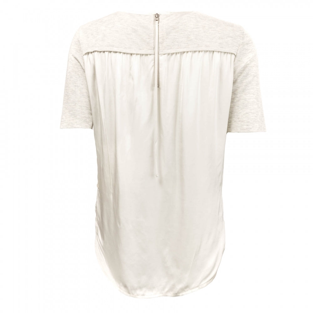 Maison Scotch S/S Zip Closure Womens Top - Grey Melange