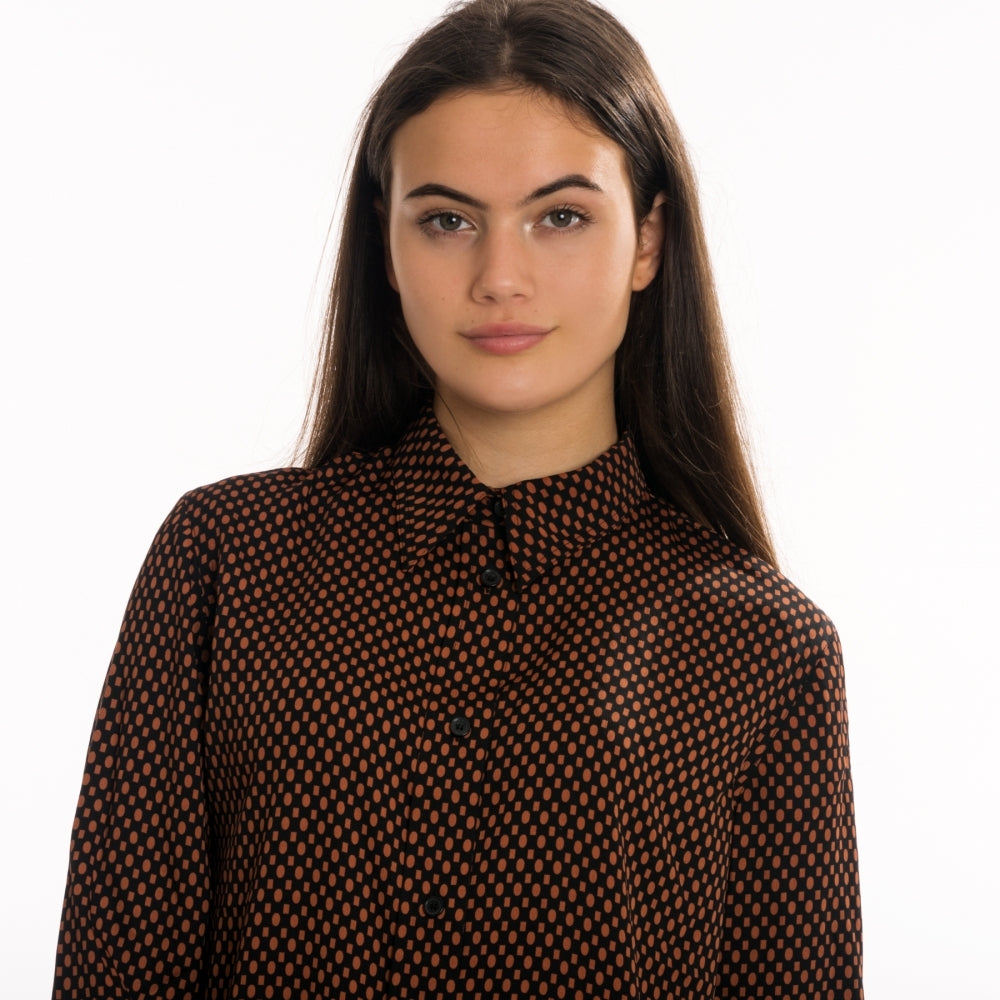 Calvin Klein Print Geometric Relaxed Long Sleeve Womens Shirt