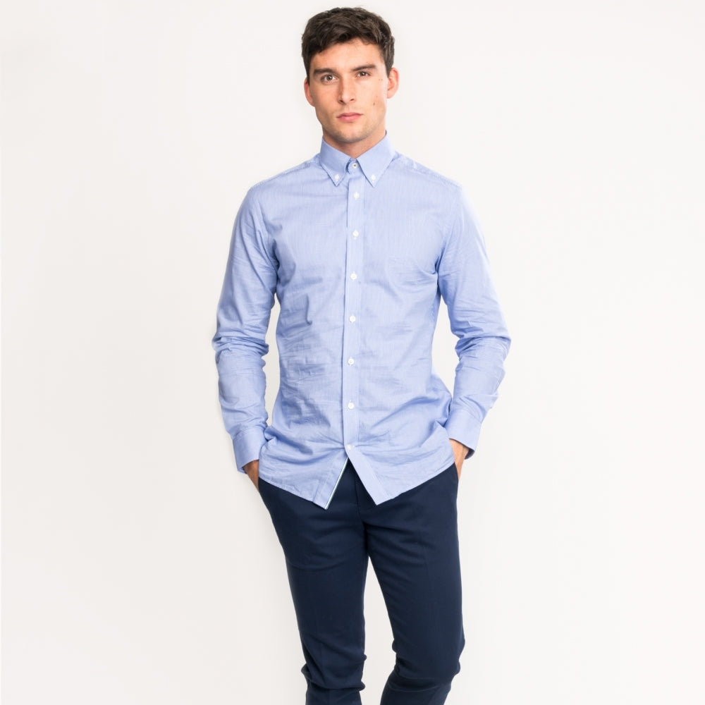 Gingham Placed Stripe Mens Shirt