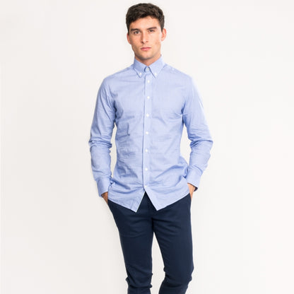 Gingham Placed Stripe Mens Shirt