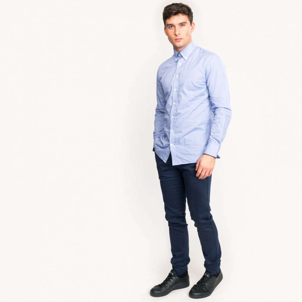 Gingham Placed Stripe Mens Shirt