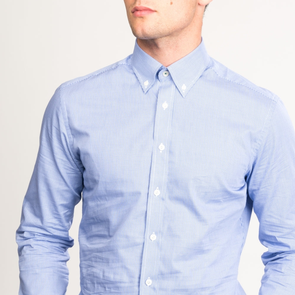 Gingham Placed Stripe Mens Shirt