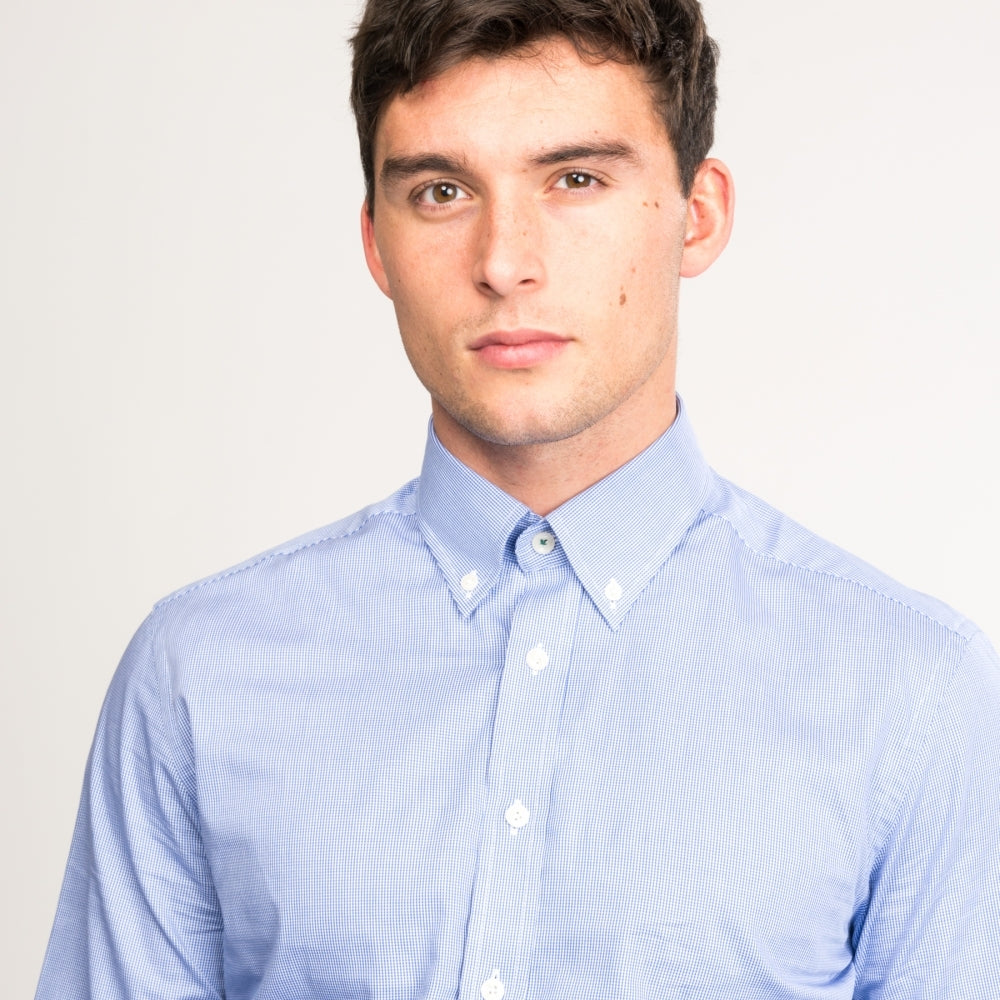 Gingham Placed Stripe Mens Shirt
