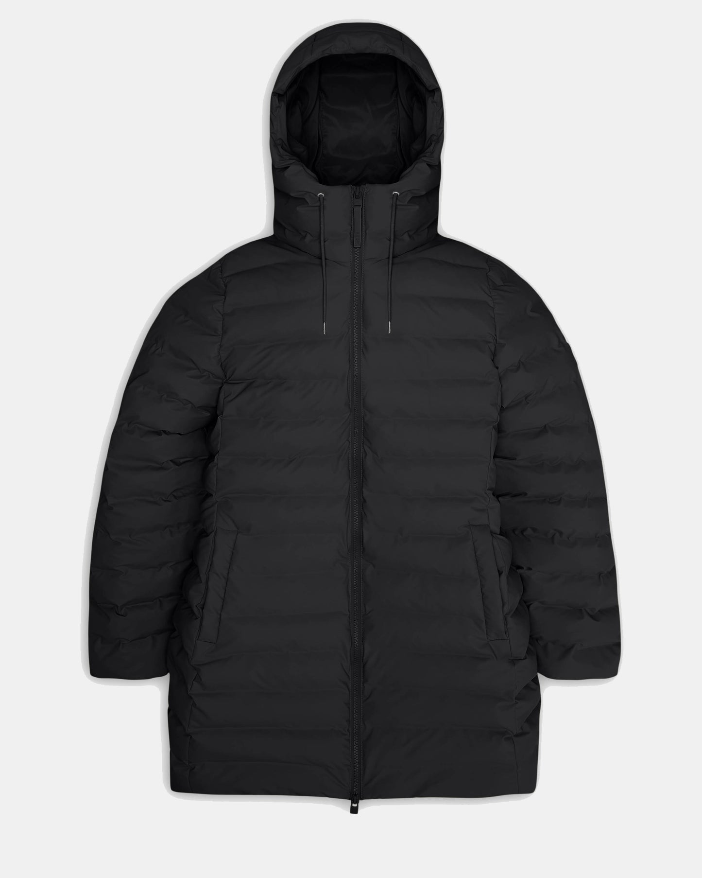 Rains Lohja Womens Long Puffer Curve Jacket  - 01 Black