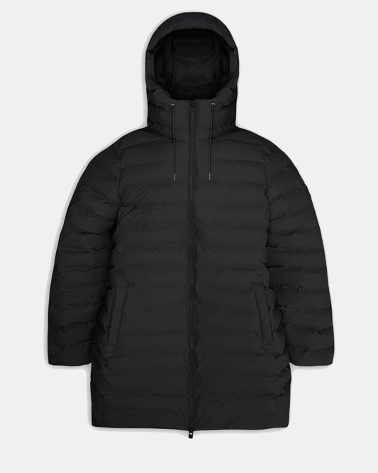 Rains Lohja Womens Long Puffer Curve Jacket  - 01 Black