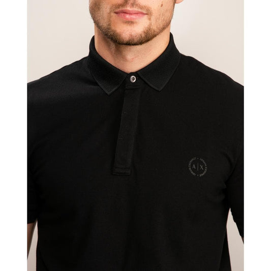 Armani Exchange Mens Short Sleeve Micro Logo Polo Shirt - Black 1200