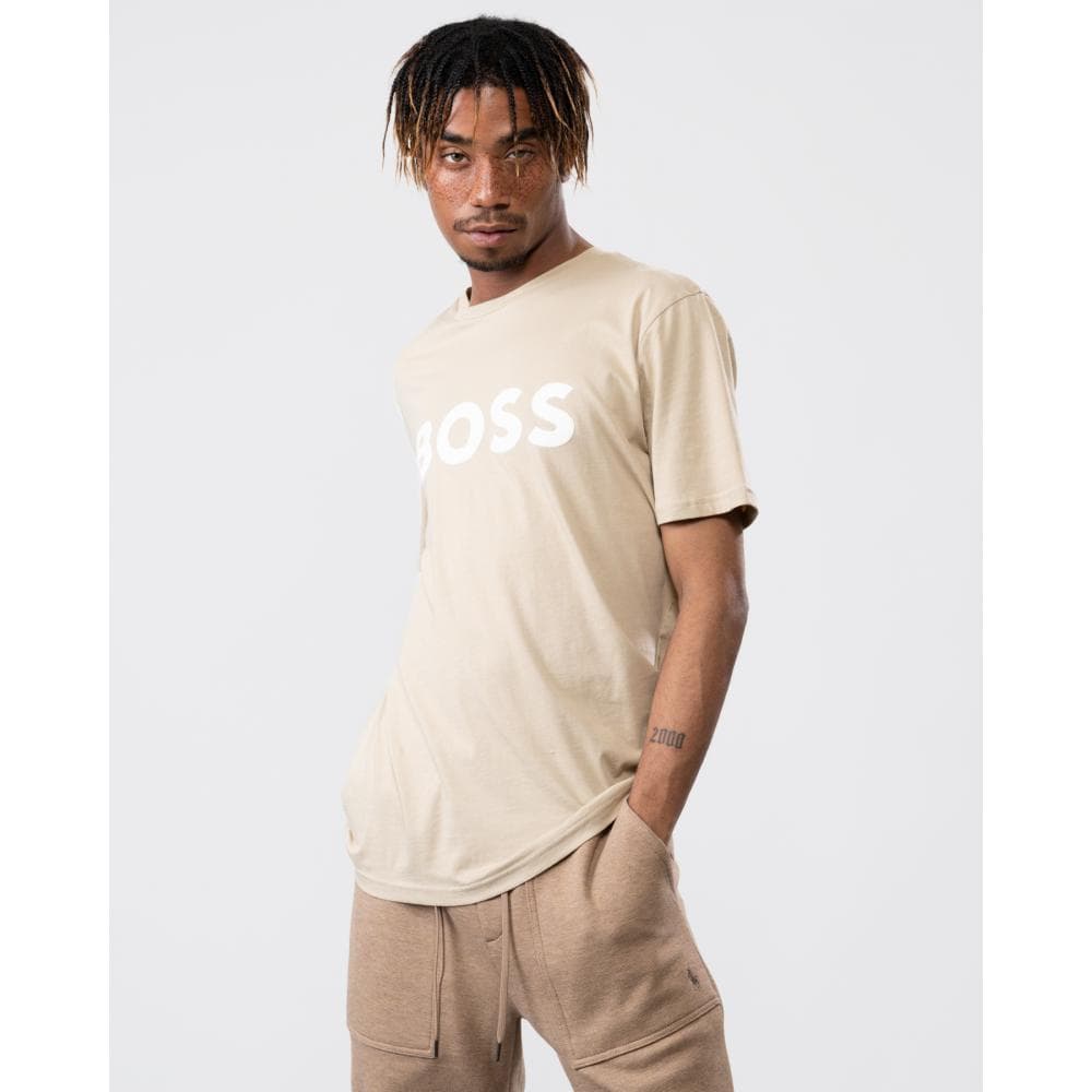 BOSS Orange Thinking 1 Large Rubber-Print Logo Mens T-Shirt