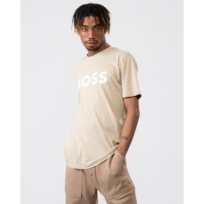 BOSS Orange Thinking 1 Large Rubber-Print Logo Mens T-Shirt
